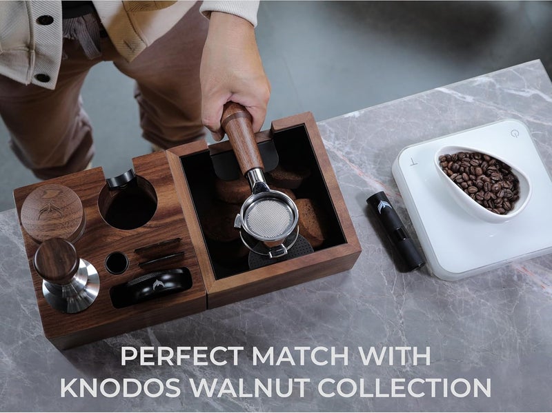 KNODOS 58.5mm Tamper with Walnut Handle Self-Leveling & Double Spring Loaded Calibrated Design Fits 58mm Portafilter Basket for Precise Consistent Shots - Image 4